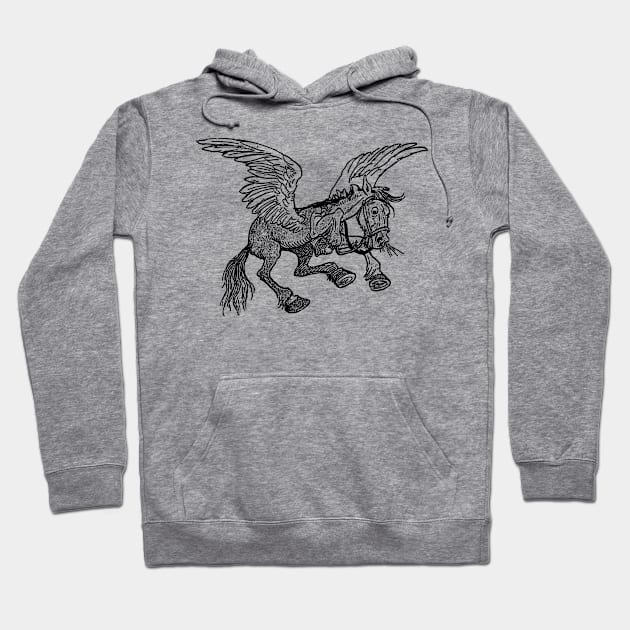 Vintage Pegasus Cartoon Hoodie by Vintage Sketches